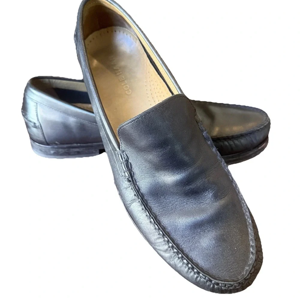 Cole Haan Shoes Mens 9.5 Black Leather Loafers Slip On Moc Toe Dress C12658 Nice
